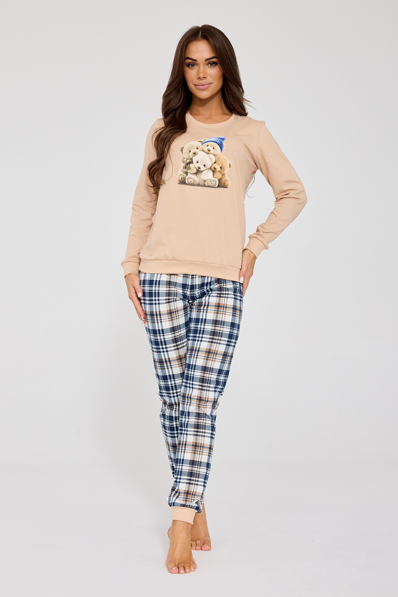 671/425 Dámske pyžamo Cornette Bears | Bavlna, potlač medvedíkov, károvaná nohavica