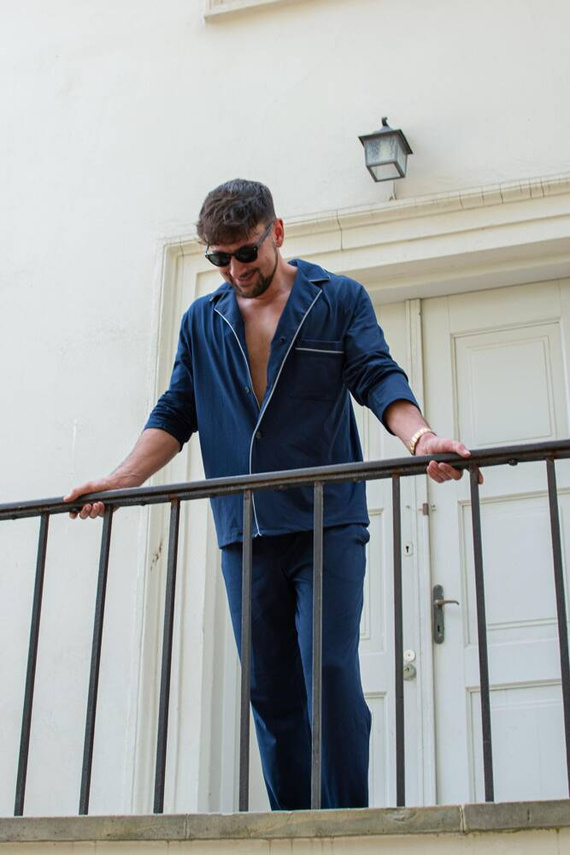 729 Norberto Pánske pyžamo De Lafense - tmavomodré