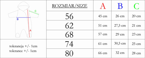 216270 Lala Luna Nicol tepláky - ružová detská kombinéza s ušami, veľkosť 56-68