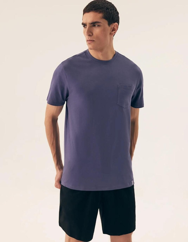 Pánske pyžamo 43032 Mick Henderson modré - bavlnené, s krátkym rukávom, v krabici