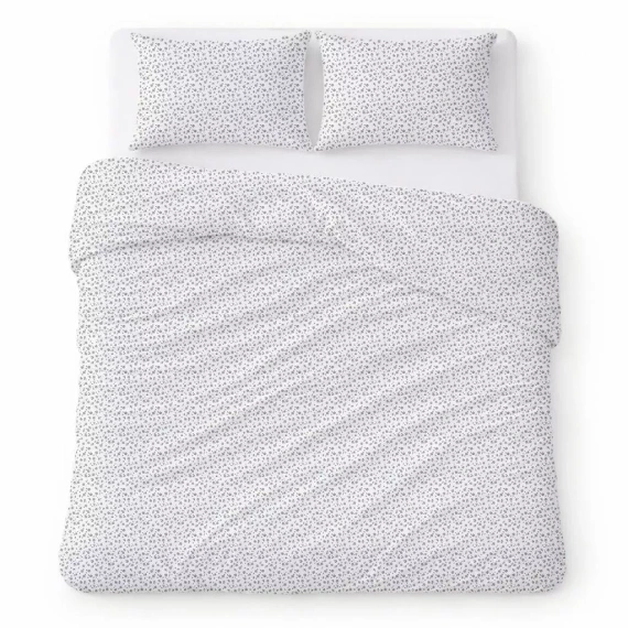 Bavlnené krepové posteľné obliečky komplet priedušné bez žehlenia white with gray flowers
