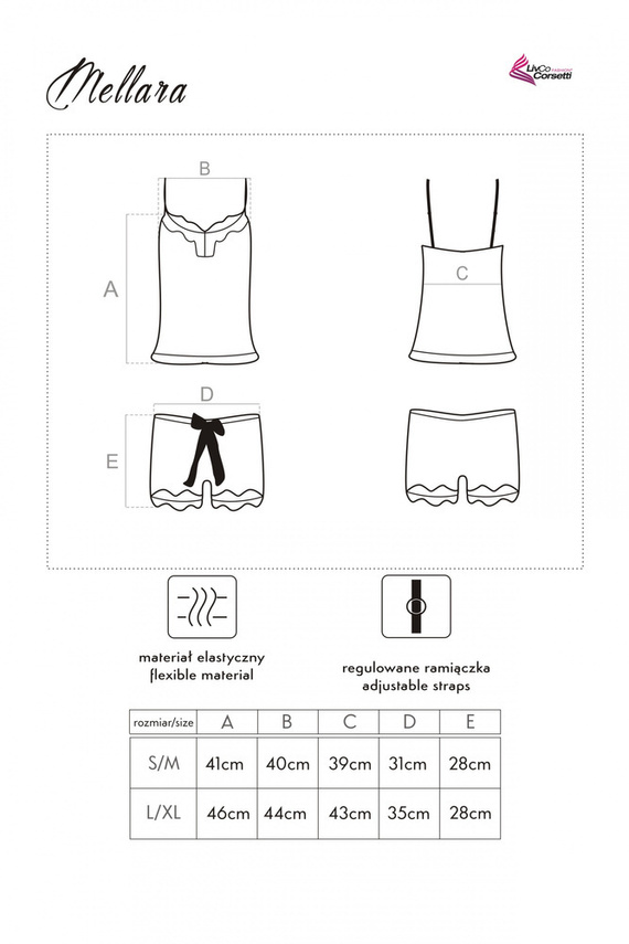 Mellara LC 90559 Set, košieľka+šortky LivCo Corsetti Fashion