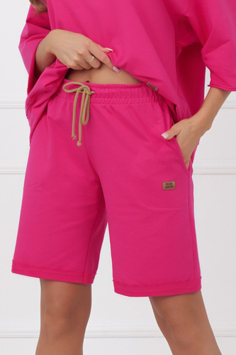 Dámske bavlnené šortky Kaori Italian Fashion s vreckami - fuksia