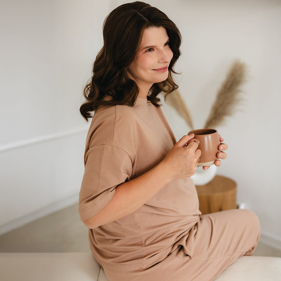 Eevi for Women béžové oversize tričko - bavlna a modal | Minimalistické, pohodlné