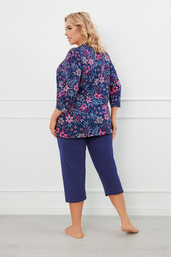 Topana Dámske pyžamo 3/4 rukáv, 3/4 nohavice Talianska móda - potlač/zelená