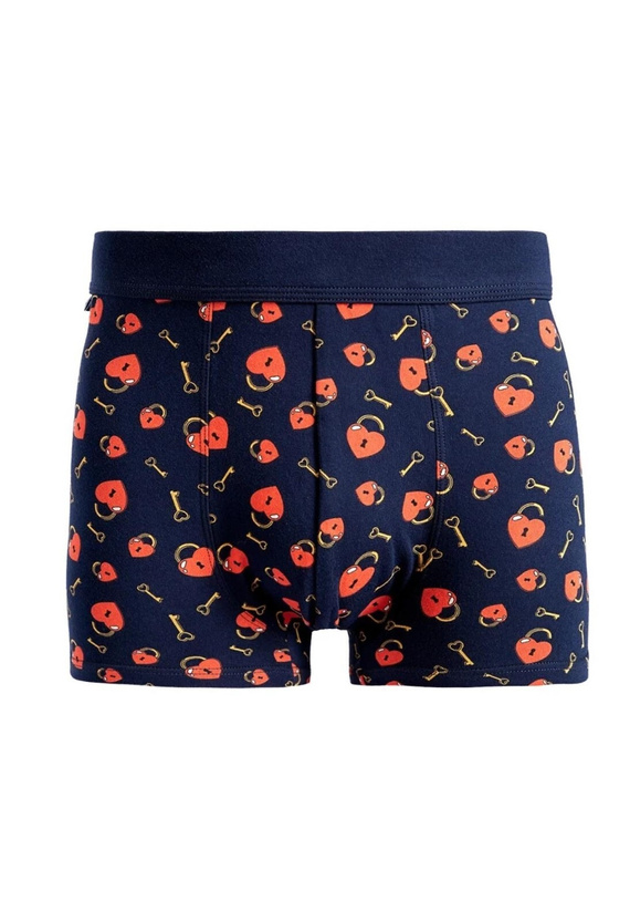 Pánske boxerky Moraj MBX600-366 'Love Stock' - prémiová bavlna, námornícka modrá, darček v sklenenej nádobe