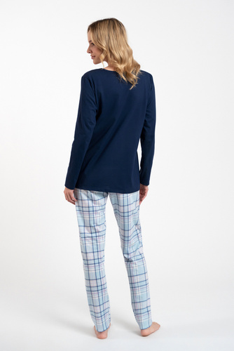Emilly Dámske pyžamo s dlhým rukávom a nohavicami Italian Fashion -granate/print