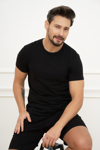 Ikar Pánske tričko s krátkym rukávom Italian Fashion - čierne