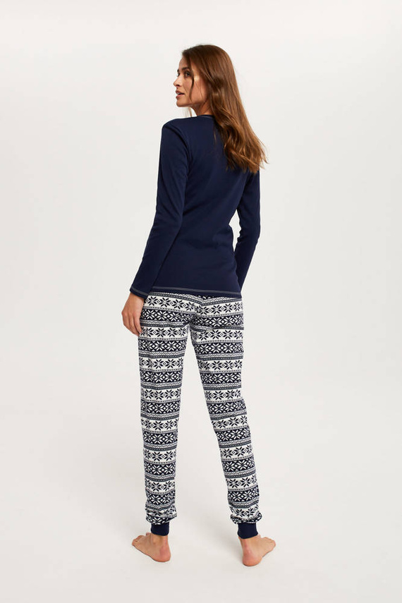 Arktyka Dámske pyžamo s dlhým rukávom a dlhými nohavicami Italian Fashion - námornícka modrá/potlač