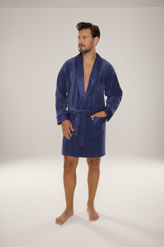 866 Noble Pánsky velúrový župan De Lafense - krátky, elegantný, bavlna - denim