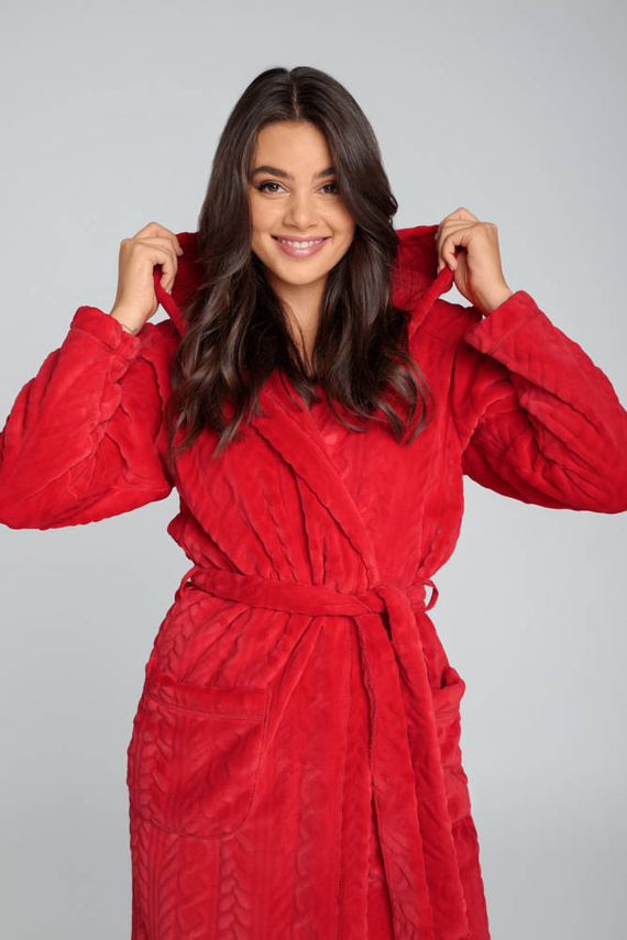 Dámsky flísový župan Zala Italian Fashion - červený