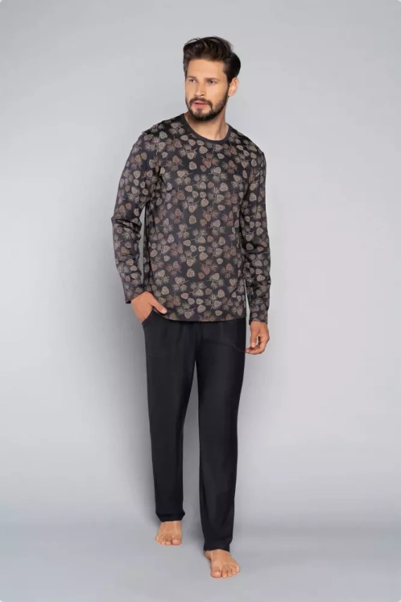 Pinus Pánske pyžamo s dlhým rukávom, dlhé nohavice Italian Fashion- print/graphite