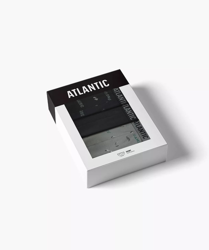 Pánske slipy Atlantic 3MP-206/25 black khaki - bavlnené, 3-pack, klasický strih
