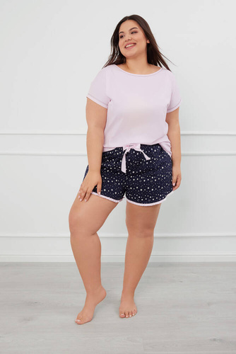 Libra Dámske pyžamo s krátkym rukávom, šortky Italian Fashion - ružová/potlač
