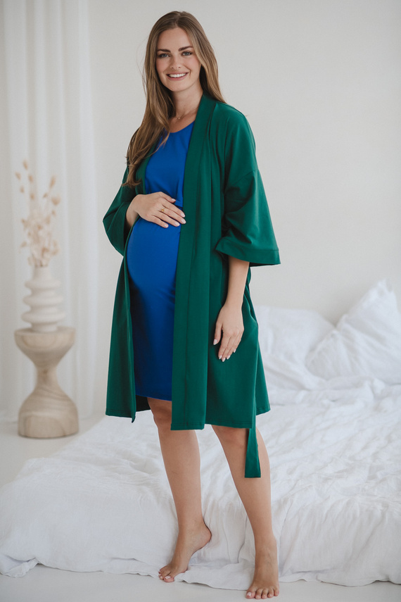 Milk&Love tehotenský župan fľaša zelená - bavlna s elastanom, pohodlný, rukáv 7/8