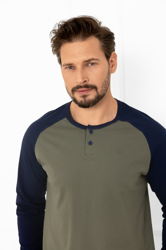 Alexander Pánske pyžamo Italian Fashion olive - bavlna, dlhé. rukávy a nohavice