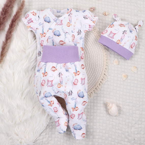 ABN-5473 Underwater World Nini obálkové body - organická bavlna, krátky rukáv