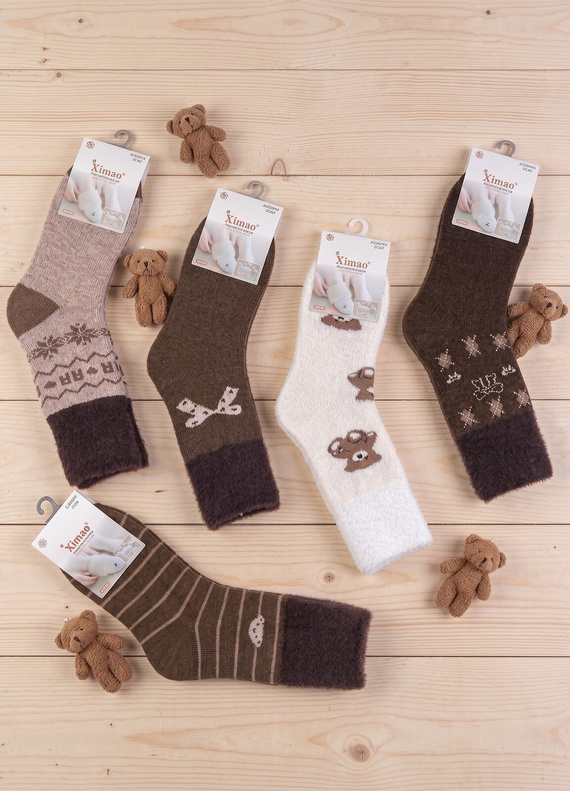 Xintao WiK 3141 wz.5 Dámske ponožky Merino 88 % vlny teplé-2 hnedé