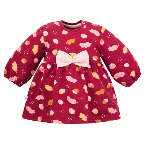 Fluffy Tails Detské šaty Eevi - bordová, bavlna, dlhý rukáv