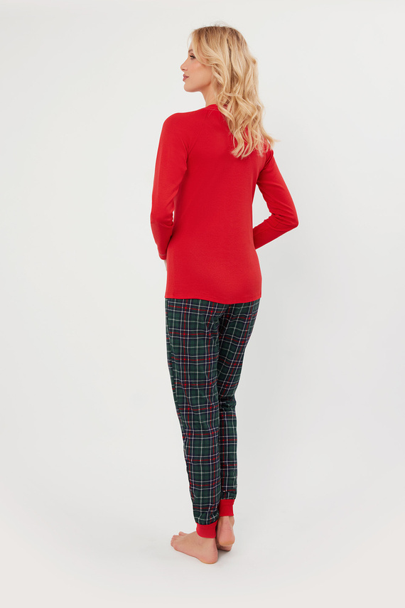 Foggia Dámske pyžamo s dlhým rukávom a dlhými nohavicami Italian Fashion - červená/potlač