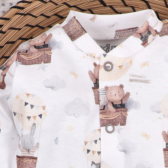 ABN-5540 Nini Happy Animals detské body z organickej bavlny - bez niklových cvočkov, bezpečné a pohodlné pre dieťa