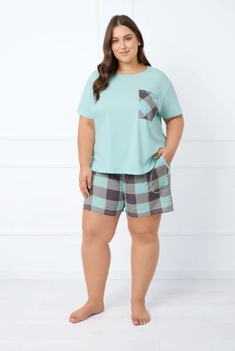 Sandra Dámske pyžamo s krátkym rukávom, krátke nohavice Italian Fashion - svetlo tyrkysová