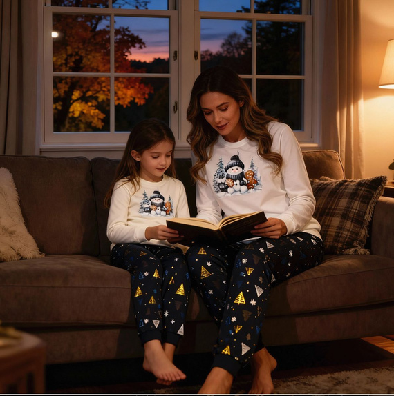 721/427 Snowy Day Dámske pyžamo Cornette ecru - bavlna, dlhý rukáv | Teplé a pohodlné