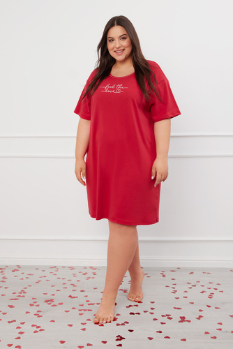 Nočná košeľa Evora s krátkym rukávom Italian Fashion - červená