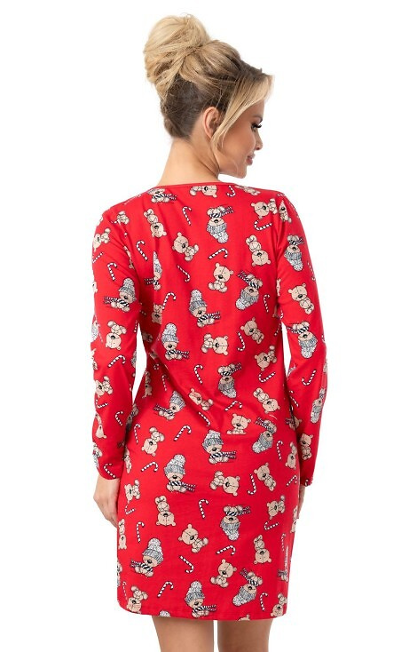 Dámska nočná košeľa Bear Donna - bavlnená, slávnostná, s vreckami