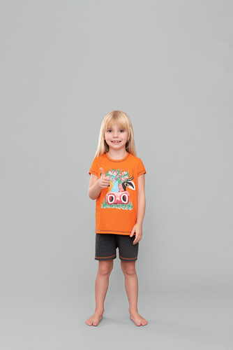 Blond dievčenské pyžamo Italian Fashion - oranžová/tmavý melanž