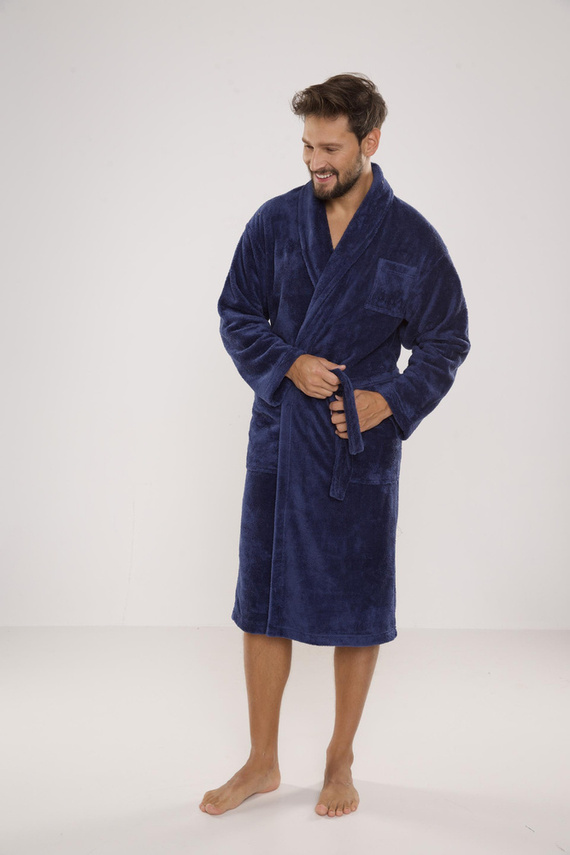 811 De Lafense pánsky plyšový župan - denim