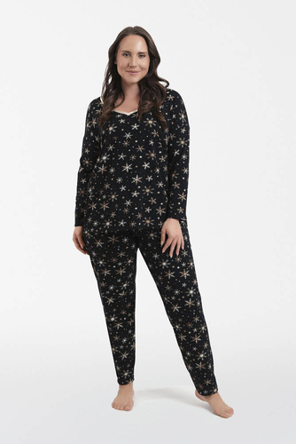 Laponia Dámske pyžamo s dlhým rukávom a dlhými nohavicami Italian Fashion - potlač