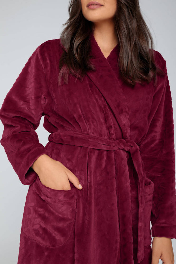 Dámsky flísový župan Bona Italian Fashion - bordový