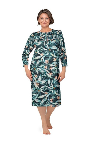 Bogna II 204 Nočná košeľa Martel zelená tmavá 29- bavlnená nočná košeľa s dlhým rukávom, zapínanie na gombíky, ideálna ako darček pre babičku