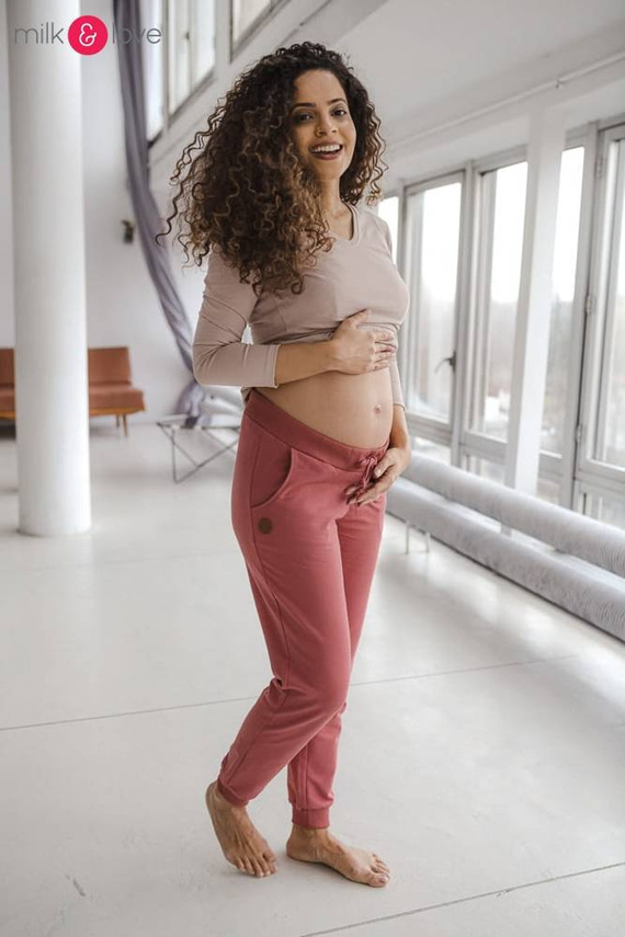 Spodnie dresowe ciążowe Milk&Love niebieski dusty cedar