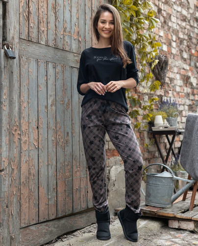 Sensis Reach For The Stars Dámske pyžamo - čierno-hnedé