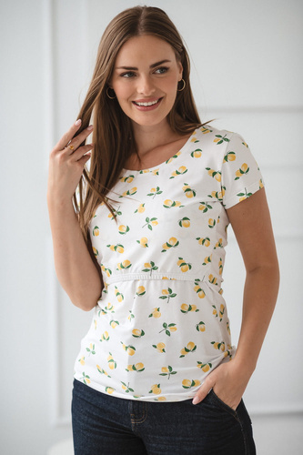 Milk Shirt Milk&Love dojčiaca a materská blúzka s krátkym rukávom v citrónovej farbe - pohodlná a štýlová