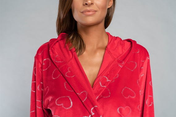 Elixir Dámsky župan s vreckami Italian Fashion - červená/potlač