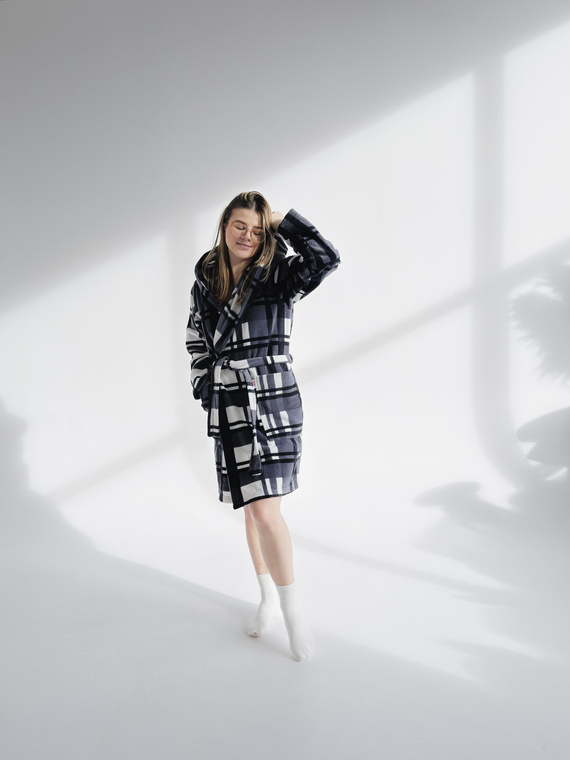 031 De Lafense županová prikrývka - teplý flísový dámsky župan Super Cozy, sivý