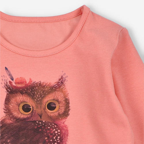 KAR-3001 Dievčenská blúzka s dlhým rukávom Lagarto Verde salmon - štýlová, bavlna, poľská výroba