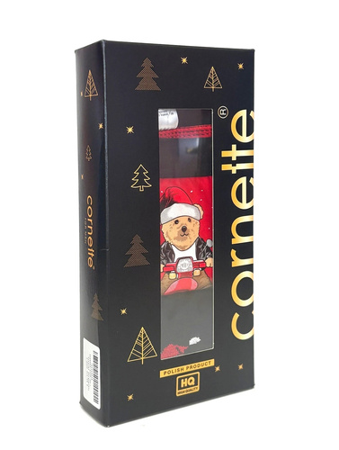 Cornette Gift 914/08 pánsky vianočný set boxeriek a ponožiek červeno-čierny