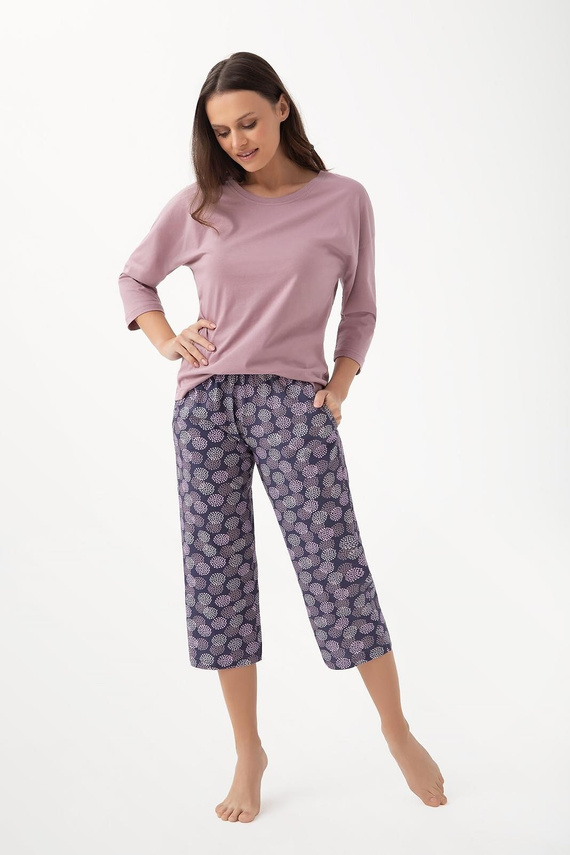344 Dámske pyžamo Luna cocoa - bavlna, 3/4 rukáv, pohodlné a priedušné