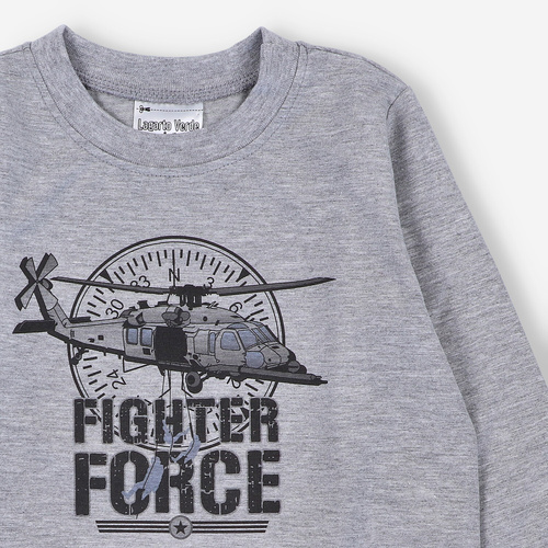 KAR-1018 Chlapčenská blúzka s dlhým rukávom Lagarto Verde sivá - bavlna s elastanom, poľská výroba