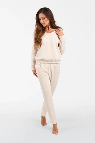 Karina Dámsky set s dlhým rukávom, nohavice Italian Fashion - béžová