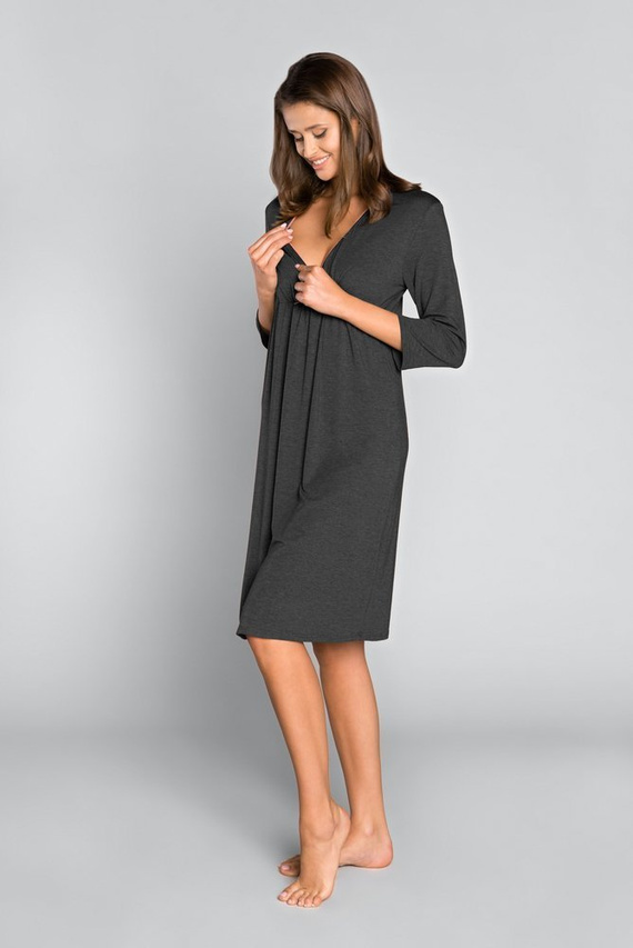 Italia Fashion tehotenské a dojčiace oblečenie sonata s 3/4 rukávom - tmavý melír/zelená