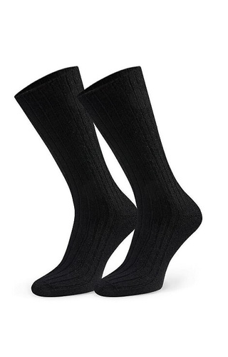 Art.185 Ponožky Steven 013 black - dámske rebrované z jahňacej vlny, zimné