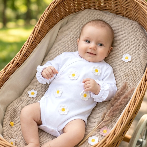 NINI Little Flowers – zavinovacie dojčenské body 100 % organická bavlna ABN-5757/BIA