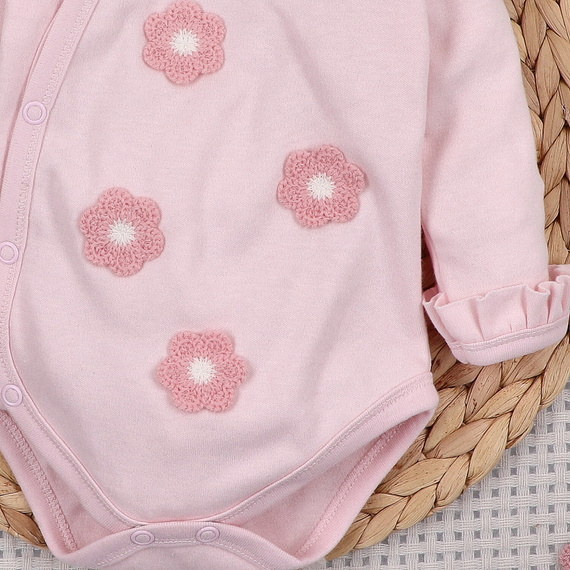 Body kopertové NINI Little Flowers 100 % organická bavlna, svetloružové ABN-5754/JRO