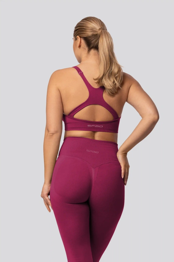 Legíny push-up Spaio PRO vysoký pás krycie tvarujúce red wine