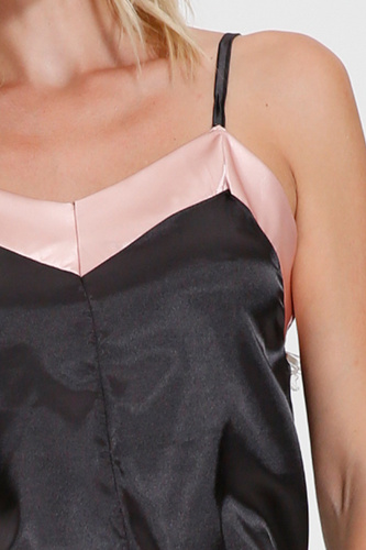 D492 Dámske krátke saténové pyžamo Exes - vrchný diel a šortky